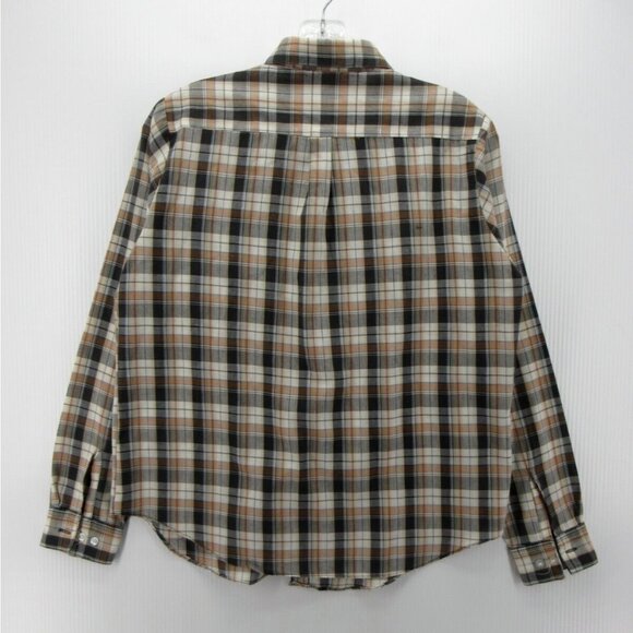 VINTAGE Sears Top Medium Gray 70s Button Up Shirt Plaid Pocket - Picture 6 of 9
